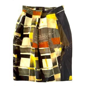 [Pauw Amsterdam] Olive Green Print 100% Silk Lined Skirt Sz: 0
